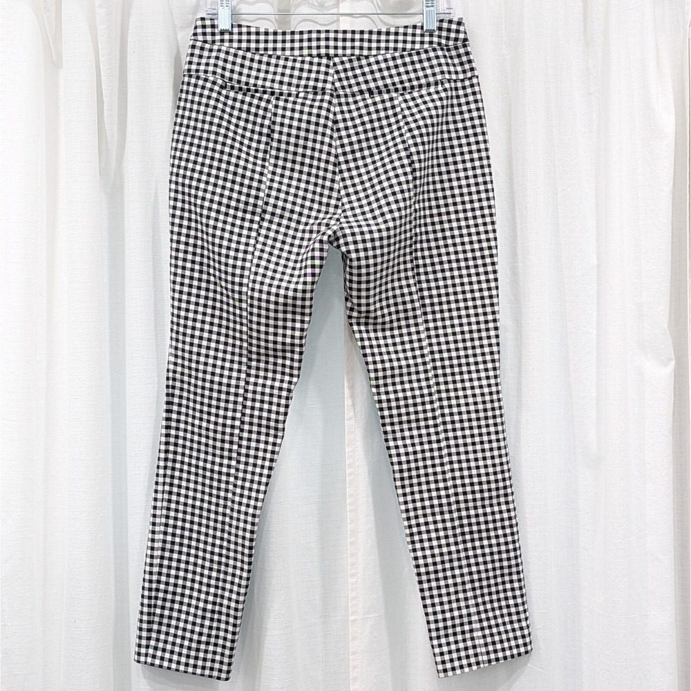 Adrianna Papell Ankle Pant Sz 8 Kate Fit Black White Gingham Check Preppy Office - Picture 2 of 9